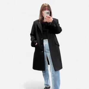 Vintage Black Wool Overcoat